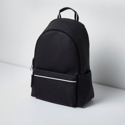 Black textured pocket backpack